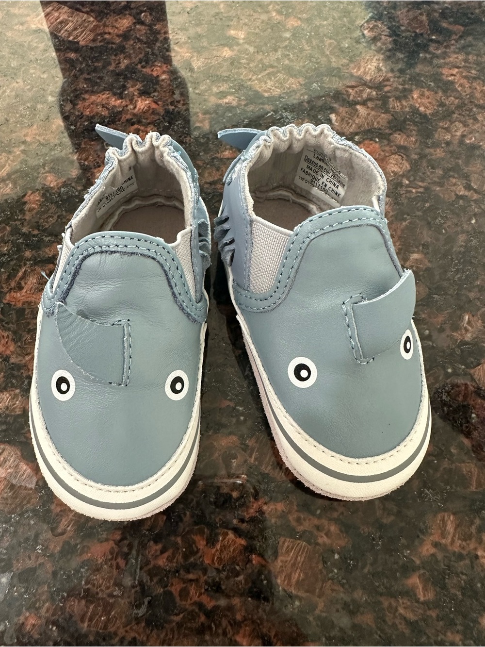 NWOT Kids Light Blue Shark Slip-On Shoes